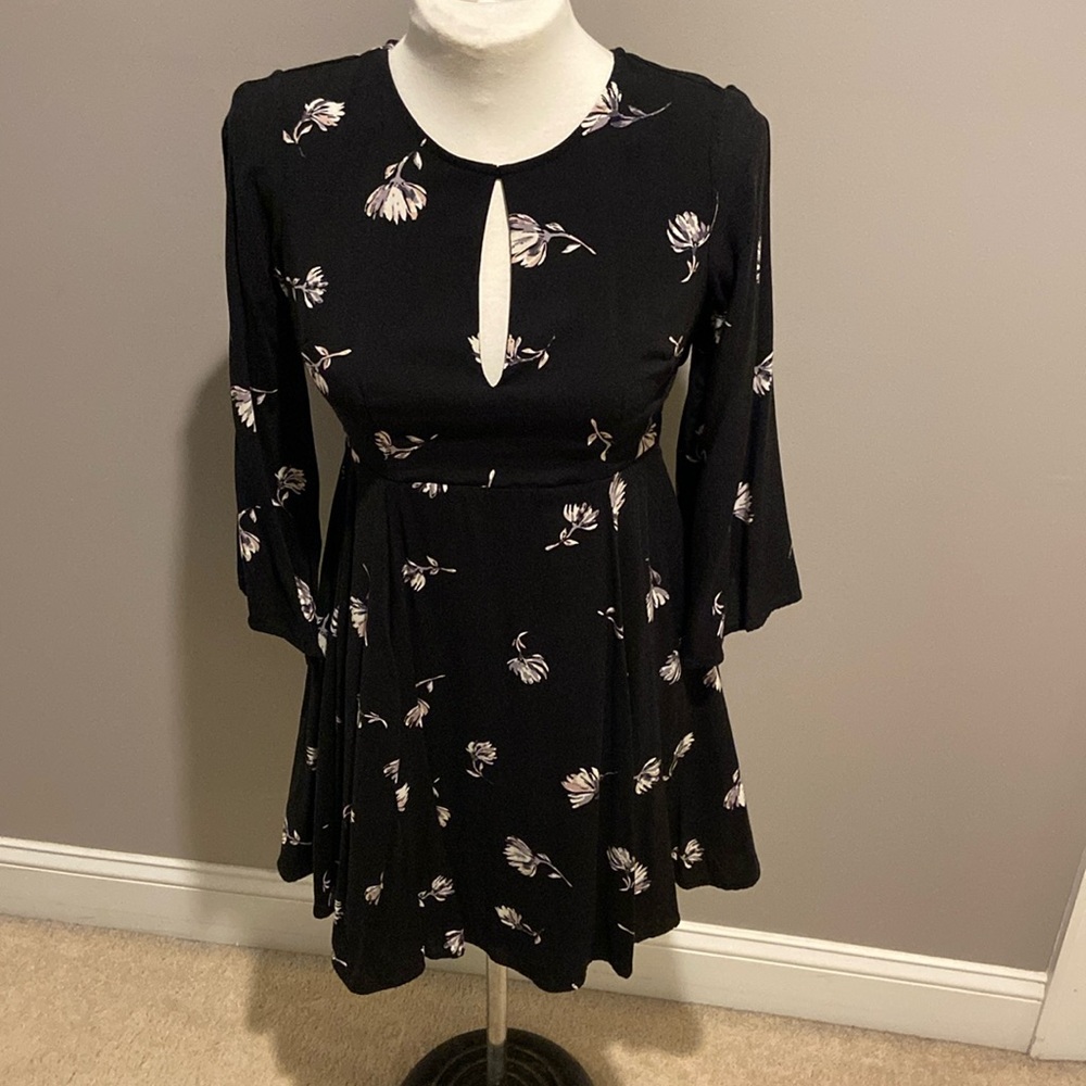 Black Floral Dress with open back